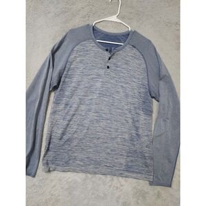 Lululemon Shirt Mens Large Metal Vent Tech Henley Blue Long Sleeve Pullover L